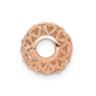 14k Rose Gold Diamond-cut Filigree Ball Chain Slide Pendant