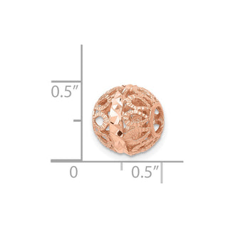 14k Rose Gold Diamond-cut Filigree Ball Chain Slide Pendant