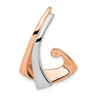 14K White & Rose Gold Omega Slide Pendant W/Peg Fits up to 2mm, 6mm Reversible