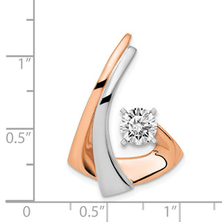 14K White & Rose Gold Omega Slide Pendant W/Peg Fits up to 2mm, 6mm Reversible