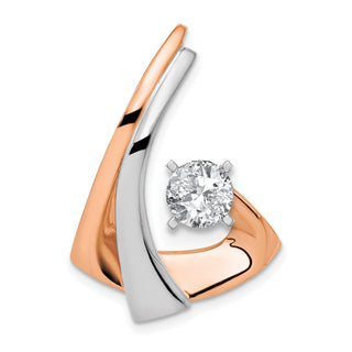14K White & Rose Gold Omega Slide Pendant W/Peg Fits up to 2mm, 6mm Reversible