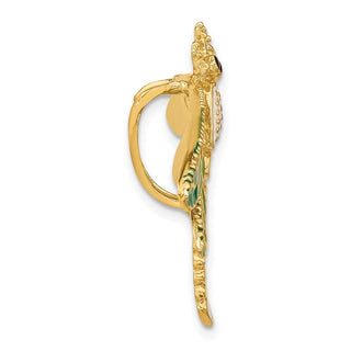 14k Yellow Gold Multi-Color Enamel Dragonfly Pendant