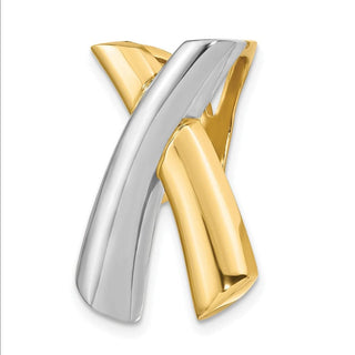 14k Two-tone Gold X Slide Pendant