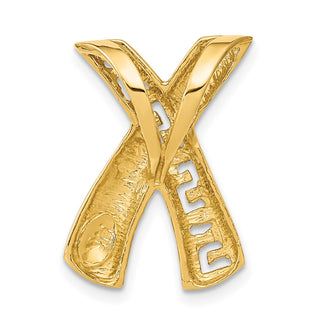 14k Yellow Gold and Rhodium Greek Key Slide Pendant