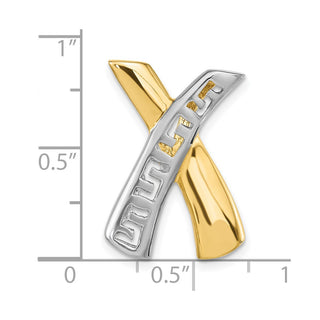 14k Yellow Gold and Rhodium Greek Key Slide Pendant