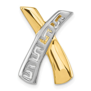 14k Yellow Gold and Rhodium Greek Key Slide Pendant