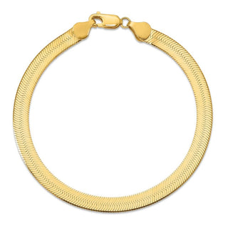 8" 14k Yellow Gold 5.5mm Silky Herringbone Chain Bracelet