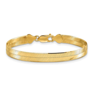 7" 14k Yellow Gold 6.5mm Silky Herringbone Chain Bracelet