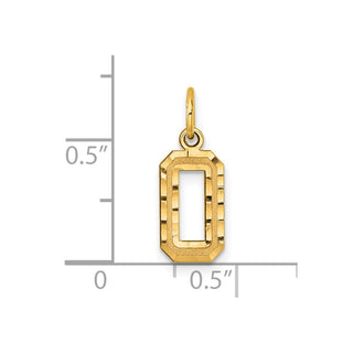 14k Yellow Gold Casted Small Diamond-Cut Number 0 Charm