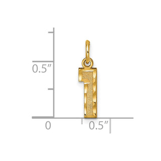 14k Yellow Gold Casted Small Diamond-Cut Number 1 Charm