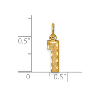 14k Yellow Gold Casted Small Diamond-Cut Number 1 Charm