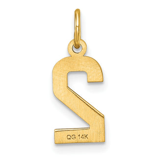 14k Yellow Gold Casted Small Diamond-Cut Number 2 Charm