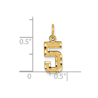14k Yellow Gold Casted Small Diamond-Cut Number 5 Charm
