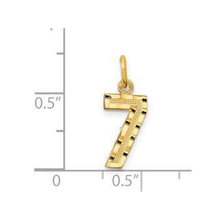 14k Yellow Gold Casted Small Diamond-Cut Number 7 Charm