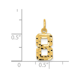 14k Yellow Gold Casted Small Diamond-Cut Number 8 Charm