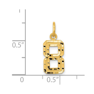 14k Yellow Gold Casted Small Diamond-Cut Number 8 Charm