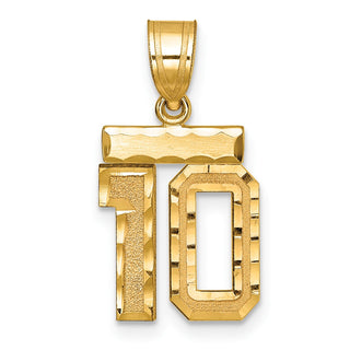 14k Yellow Gold Small Diamond-Cut Number 10 Charm