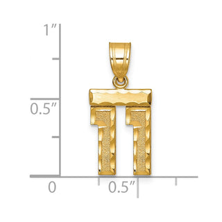 14k Yellow Gold Small Diamond-Cut Number 11 Charm