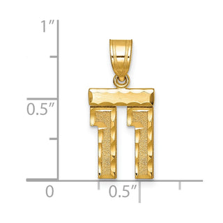 14k Yellow Gold Small Diamond-Cut Number 11 Charm