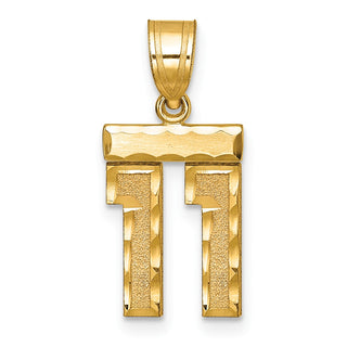 14k Yellow Gold Small Diamond-Cut Number 11 Charm