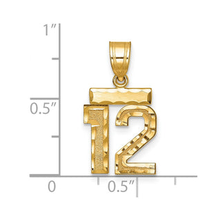 14k Yellow Gold Small Diamond-Cut Number 12 Charm