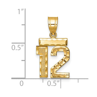 14k Yellow Gold Small Diamond-Cut Number 12 Charm
