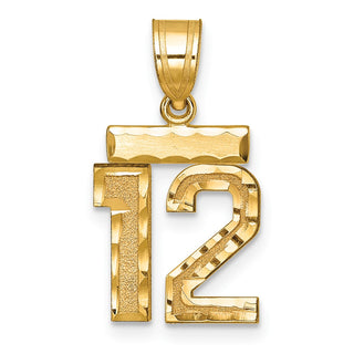 14k Yellow Gold Small Diamond-Cut Number 12 Charm