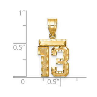 14k Yellow Gold Small Diamond-Cut Number 13 Charm