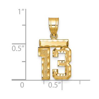 14k Yellow Gold Small Diamond-Cut Number 13 Charm