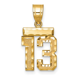 14k Yellow Gold Small Diamond-Cut Number 13 Charm