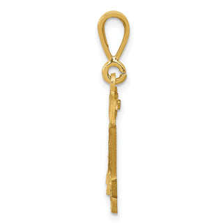 14k Yellow Gold Small Diamond-Cut Number 14 Charm