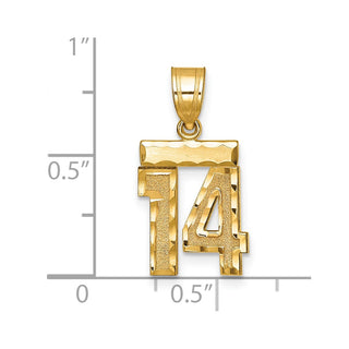 14k Yellow Gold Small Diamond-Cut Number 14 Charm