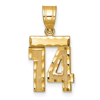 14k Yellow Gold Small Diamond-Cut Number 14 Charm