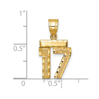 14k Yellow Gold Small Diamond-Cut Number 17 Charm