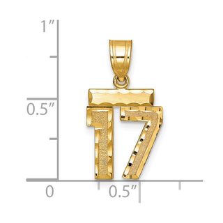 14k Yellow Gold Small Diamond-Cut Number 17 Charm