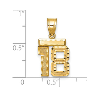 14k Yellow Gold Small Diamond-Cut Number 18 Charm