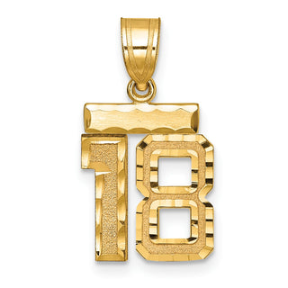 14k Yellow Gold Small Diamond-Cut Number 18 Charm