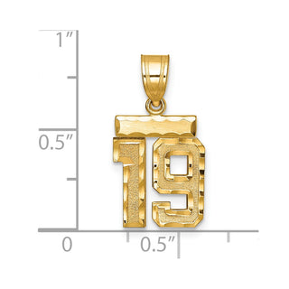 14k Yellow Gold Small Diamond-Cut Number 19 Charm