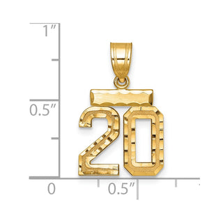 14k Yellow Gold Small Diamond-Cut Number 20 Charm