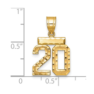 14k Yellow Gold Small Diamond-Cut Number 20 Charm