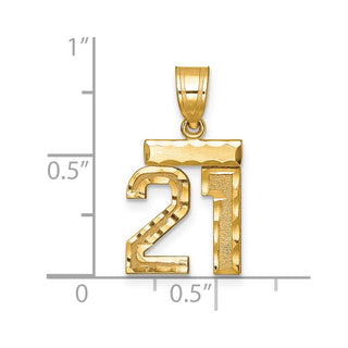 14k Yellow Gold Small Diamond-Cut Number 21 Charm