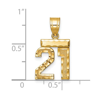 14k Yellow Gold Small Diamond-Cut Number 21 Charm