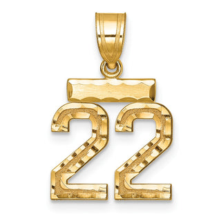 14k Yellow Gold Small Diamond-Cut Number 22 Pendant