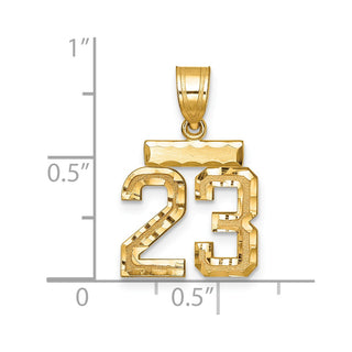 14k Yellow Gold Small Diamond-Cut Number 23 Pendant