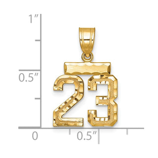 14k Yellow Gold Small Diamond-Cut Number 23 Charm
