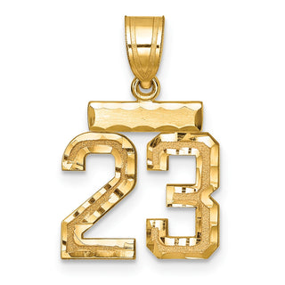 14k Yellow Gold Small Diamond-Cut Number 23 Pendant