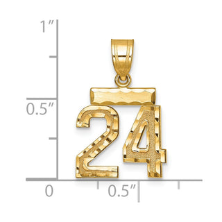 14k Yellow Gold Small Diamond-Cut Number 24 Charm
