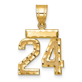 14k Yellow Gold Small Diamond-Cut Number 24 Charm