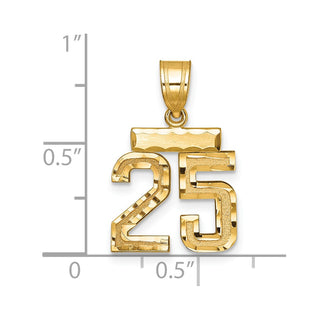 14k Yellow Gold Small Diamond-Cut Number 25 Charm