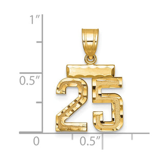 14k Yellow Gold Small Diamond-Cut Number 25 Charm